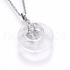 Natural Quartz Crystal Flat Round Pendants G-I357-A08-2