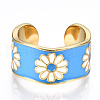 Brass Enamel Cuff Rings RJEW-T018-04G-NF-3