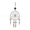 Woven Web/Net with Feather Glass Seed Beads Pendant Decorations HJEW-MZ00074-02-1