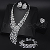 Feather Alloy Crystal Rhinestone Link Bracelets & Stud Earrings & Chain Necklaces & Rings Sets FS-WGFA57F-01-1