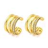 Brass Micro Pave Clear Cubic Zirconia Cuff Earrings EJEW-H158-23G-4