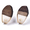 Transparent Resin & Walnut Wood Stud Earring Findings MAK-N032-010A-A03-2