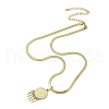 304 Stainless Steel Clear Cubic Zirconia Flat Round Virgin with Feather Pendant Necklaces NJEW-H055-04G-4