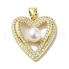 Rack Plating Brass Micro Pave Cubic Zirconia Pendants KK-P272-14G-1