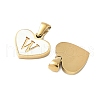 304 Stainless Steel Pave Natural White Shell Heart with Initial Slice Pendants STAS-R168-25G-W-2