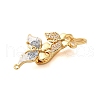Brass Micro Pave Clear Cubic Zirconia Fold Over Clasps KK-S382-06G-2
