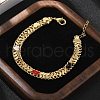 Brass Enamel Heart Links Bracelets for Women BJEW-B125-07G-1