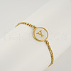 Flat Round with Letter Pattern 304 Stainless Steel Link Bracelets FS-WG4692B-39-1