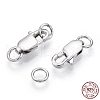Rhodium Plated 925 Sterling Silver Lobster Claw Clasps STER-T004-84P-4