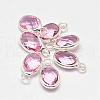 Oval Faceted Silver Color Plated Brass Glass Charms GLAA-O015-01S-1