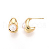 Teardrop Brass Natural Pearl Stud Earrings PEAR-N020-05Z-5