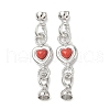 Heart Brass Micro Pave Clear Cubic Zirconia Fold Over Clasps KK-U059-42P-1