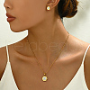 Stainless Steel Rhinestones Hexagon Pendant Necklaces & Stud Earring Sets for Women GG1852-5