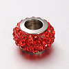 Rondelle 304 Stainless Steel Polymer Clay Rhinestone European Beads CPDL-N001-01-2