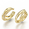 Brass Micro Pave Clear Cubic Zirconia Cuff Earrings EJEW-S201-200-NF-3