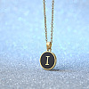 Alloy Black Enamel Flat Round with Letter Pendant Necklaces for Women WG4B845-09-1