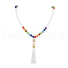 Chakra Gemstone Round Beaded Turtle Pendant Necklaces NJEW-JN05076-1