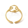 Ion Plating(IP) 304 Stainless Steel Abstract Face Open Cuff Ring for Women RJEW-E066-06G-3