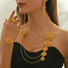 Elegant Alloy Flower Bracelets & Earrings & Necklaces & Rings Set for Women's Wedding Party VN7733-3