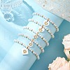 5Pcs 5 Styles Natural Freshwater Shell with Metal Sun Slice Charm Bracelets BJEW-JB11688-1-3