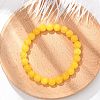 Natural Yellow Jade Bead Stretch Bracelets BJEW-K212-B-038-6