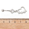 Alloy Crystal Rhinestone Dangle Curved Barbell Belly Rings AJEW-R007-04P-04-5