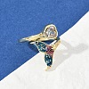 Brass Pave Clear Cubic Zirconia Cuff Rings RJEW-V013-01G-2