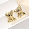 Bear Brass Micro Pave Cubic Zirconia Stud Earrings & Pendant Necklaces Sets SJEW-Z002-01G-3