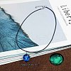 Zinc Alloy & Luminous Blue Glass Flat Round with Constellation Pendant Black Waxed Cord Necklaces WG9F396-02-1