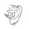 Non-Tarnish Hollow Out Lotus 304 Stainless Steel Finger Ring for Women RJEW-E073-06P-1