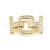Rack Plating Brass Micro Pave Clear Cubic Zirconia Fold Over Clasps KK-V008-25G-1