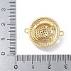 Rack Plating Brass Micro Pave Clear Cubic Zirconia Flat Round with Leopard Connector Charms KK-A234-061G-3