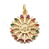 Rack Plating Brass Micro Pave Cubic Zirconia Pendants KK-Z071-54G-02-1