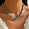 Elegant Bohemian Style Handmade Synthetic Turquoise Column Beaded Necklaces for Women's Date Gift AI6192-2