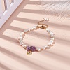 Natural Amethyst Chips & Pearl Beaded Bracelet BJEW-JB08236-02-2