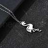 304 Stainless Steel Flamingo Shaped Pendant Cable Chain Necklaces for Women Men NJEW-Q032-02B-P-2