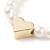 Shell Pearl & Brass Heart Beaded Stretch Rings for Women RJEW-TA00056-5