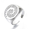 Brass Micro Pave Clear Cubic Zirconia Cuff Rings RJEW-S045-012P-NR-1