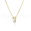 Brass Pave Heart Cubic Zirconia Girl Pendant Box Chain Necklaces FS-WGE547A-02-2