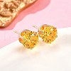 Flat Round Brass Micro Pave Cubic Zirconin Stud Earrings EJEW-D318-04G-3