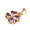 Brass Pave Cubic Zirconia Pendants KK-E795-20KCG-01-3