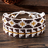 Leopard Print Glass Seed Beads Braided Bead Bracelets for Women HT9071-1-1