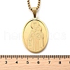 Religion 304 Stainless Steel Oval with Virgin Mary Pendant Necklaces for Women NJEW-M105-11G-3