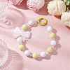 Acrylic Bowknot & Glass Round Beads Pendant Decorations HJEW-JM03324-02-1