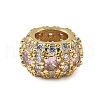 Brass Micro Pave Cubic Zirconia European Beads KK-I276-28G-2