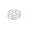 304 Stainless Steel Triple Line Open Cuff Ring for Women RJEW-S405-232P-1
