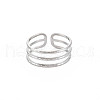 Non-Tarnish 304 Stainless Steel Triple Line Open Cuff Ring for Women RJEW-S405-232P-1
