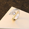 Flat Round Brass with Crystal Rhinestone Finger Rings FS-WG97854-03-3