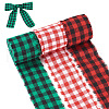 3 Rolls 3 Colors Tartan Cotton Linen Frayed Ribbon OCOR-TAC0035-11A-2