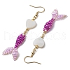 3 Pairs 3 Colors Glass & Shell Dangle Earrings EJEW-MZ00160-6